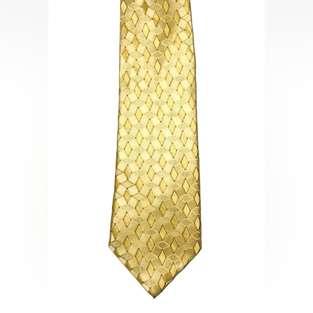 Nicole Miller Gold Geometric  100% Silk Tie